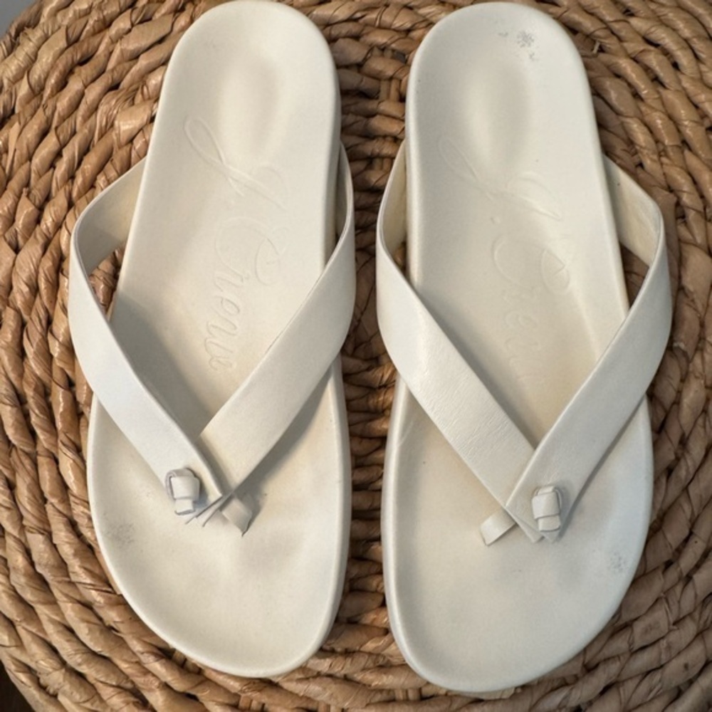 J. Crew White Leather Thong Sandals